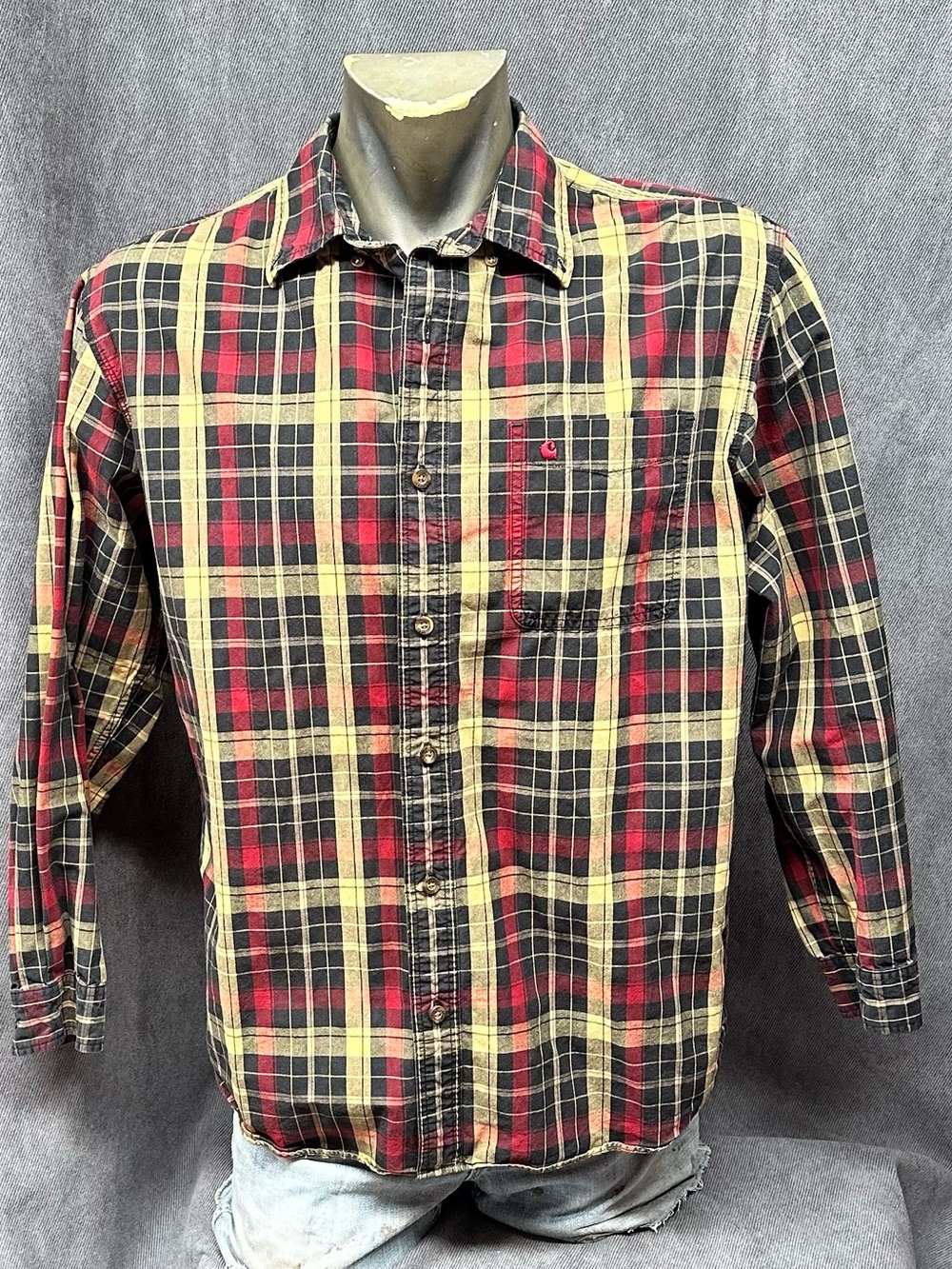 Carhartt plaid shirt button front 100% cotton XL